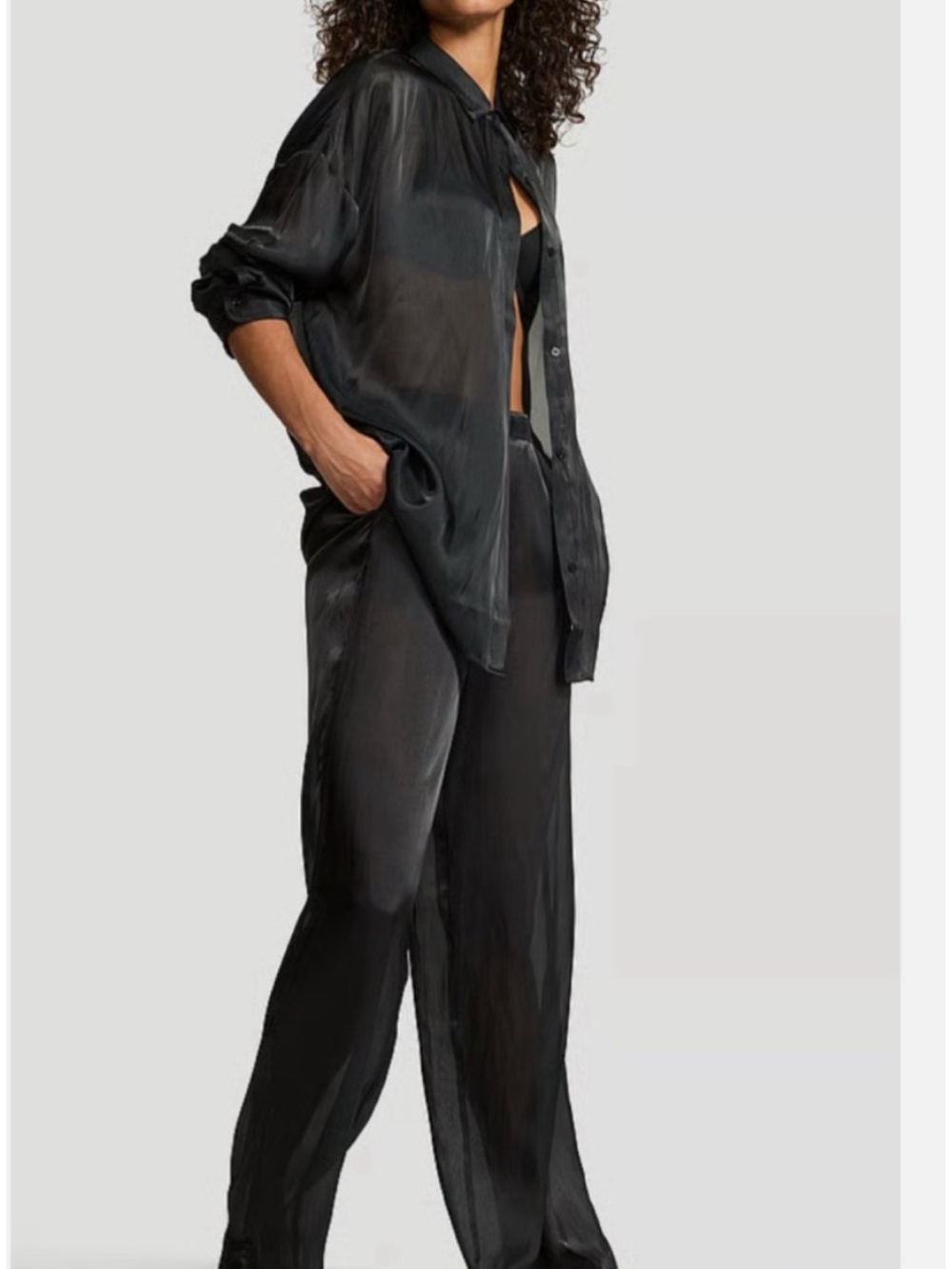 Victoria's Secret Black Sheer Satin Pajama Pant